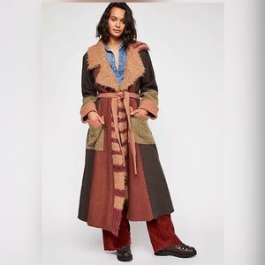 New Free People Sunray Sweater Wool Belted Coat
